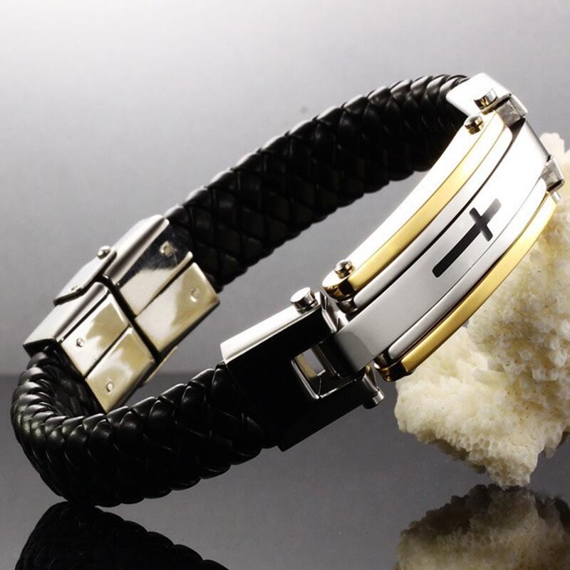 Stainless Steel Vintage Leather Cross Bracelet - Limited Edition - Boatlode