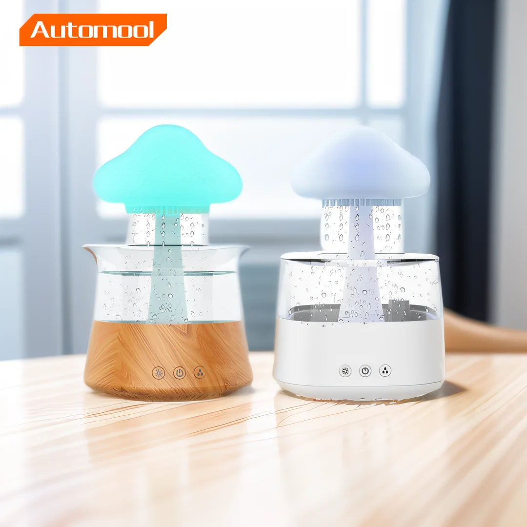 ZenMist Wood Aromatherapy Diffuser: 450ml Mushroom Wood Oasis with USB Relaxation - Boatlode