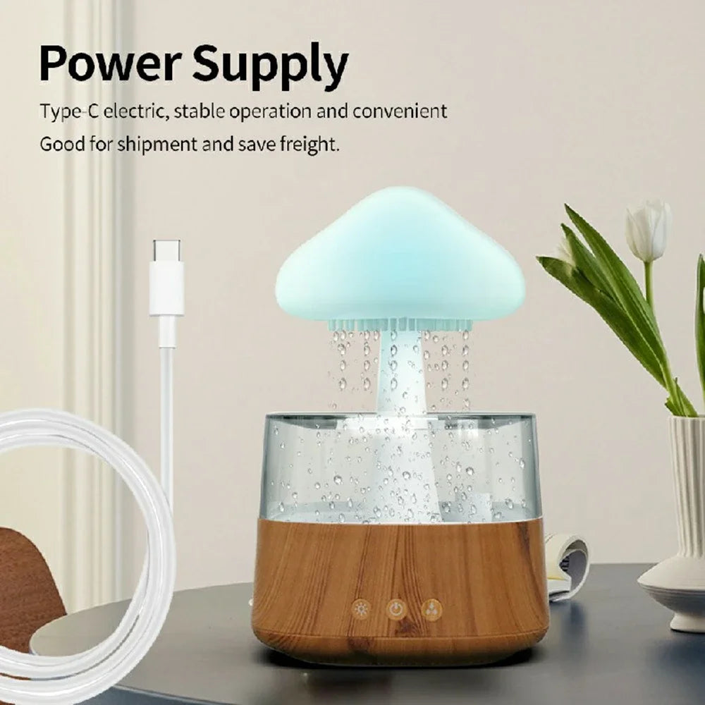 ZenMist Wood Aromatherapy Diffuser: 450ml Mushroom Wood Oasis with USB Relaxation - Boatlode