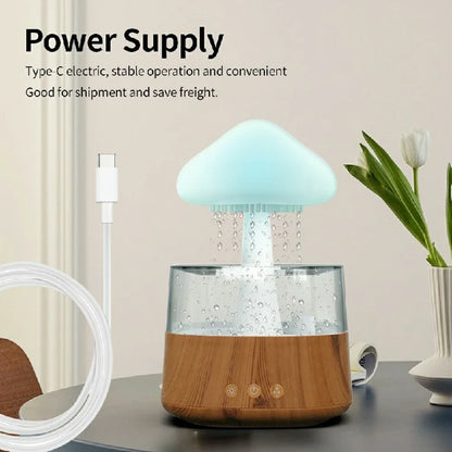 ZenMist Wood Aromatherapy Diffuser: 450ml Mushroom Wood Oasis with USB Relaxation - Boatlode